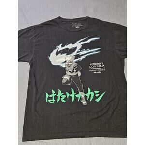 Naruto Shippuden Anime Shirt Men’s Large Black Crewneck Kakashi Hatake